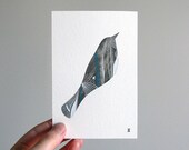 elements 2 // original contemporary watercolour bird painting in grey and turquoise // by natasha newton