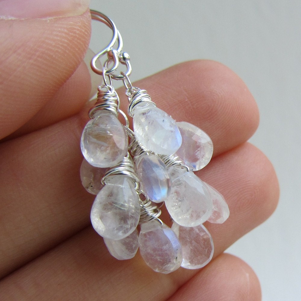 Moonstone Wedding Earrings - Cascade Style