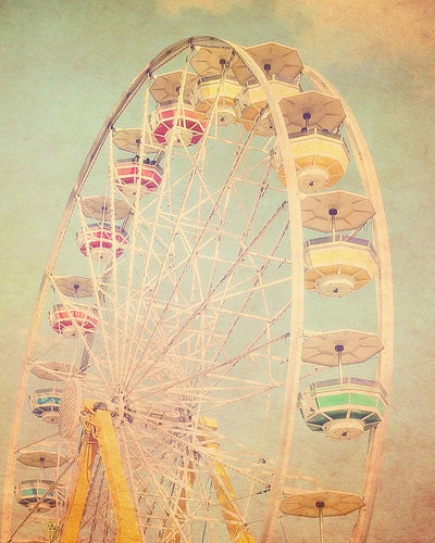 Carnival Photography, Pastels, Cotton Candy, Ferris Wheel, fpoe, Rainbow Colors, Babys Room, Nursery - Rainbow Ferris Wheel (8x10)
