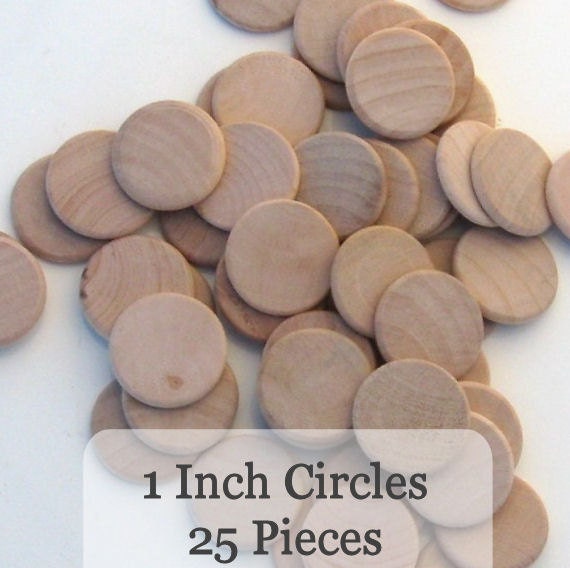 Unfinished Wooden Circles 1 inch or 2.54 cm, Pack of 25