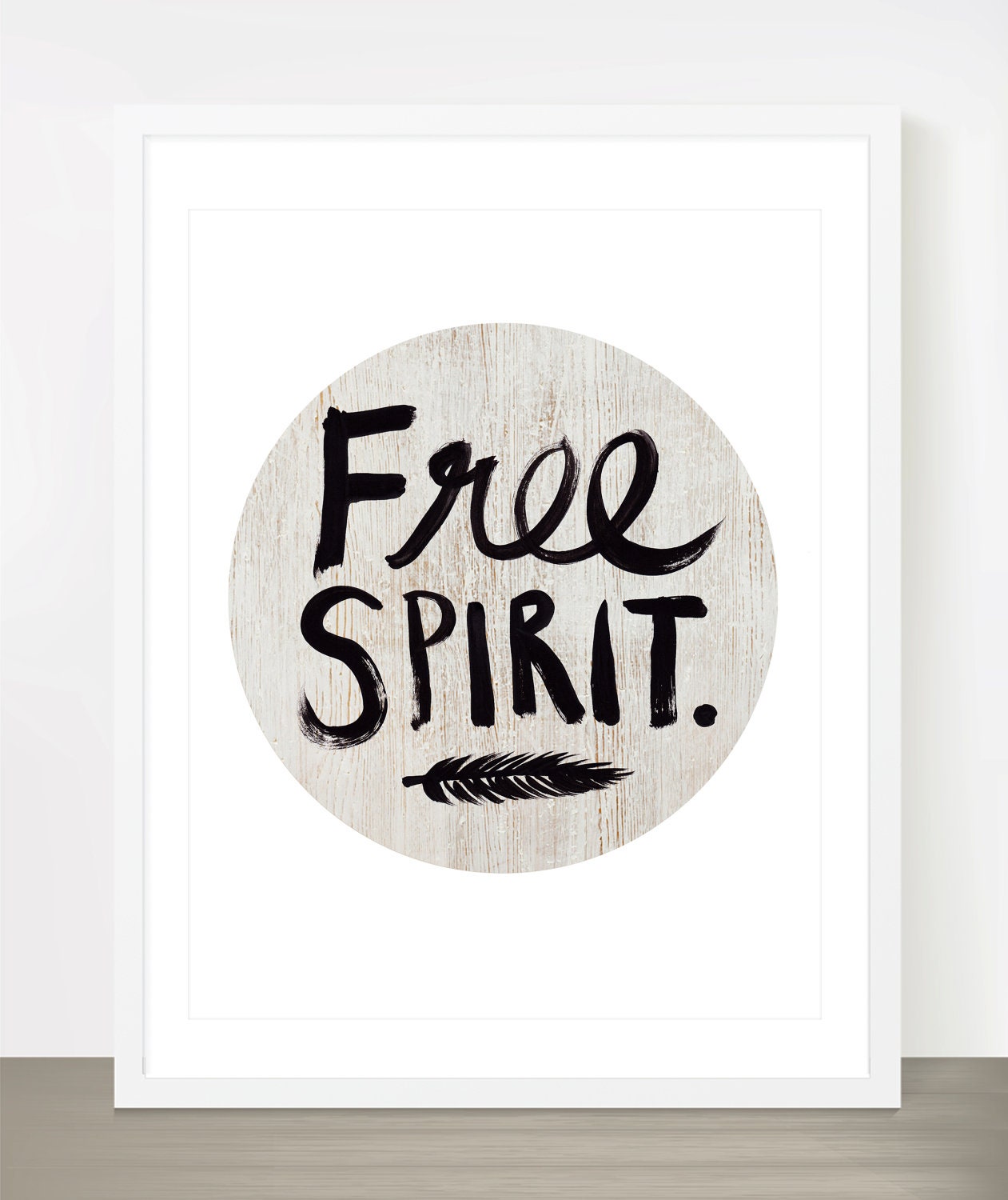 Free Spirit  - Boho style 8x10 inch on A4 type poster Print in Natural Brown, White and Black - theloveshop