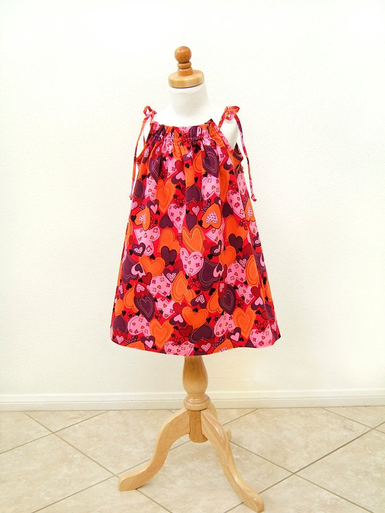 Corduroy Hearts Pillowcase Dress, READY TO SHIP 2t - 3t, Toddler Girls Dress, Pillow Case Dress, Pink, Orange, Red, Purple Hearts