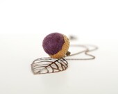 Autumn Jewelry - Felted Acorn Necklace, Natural Wool Pendant, Nature Inspired and Eco Friendly Fall Autumn Jewelry -