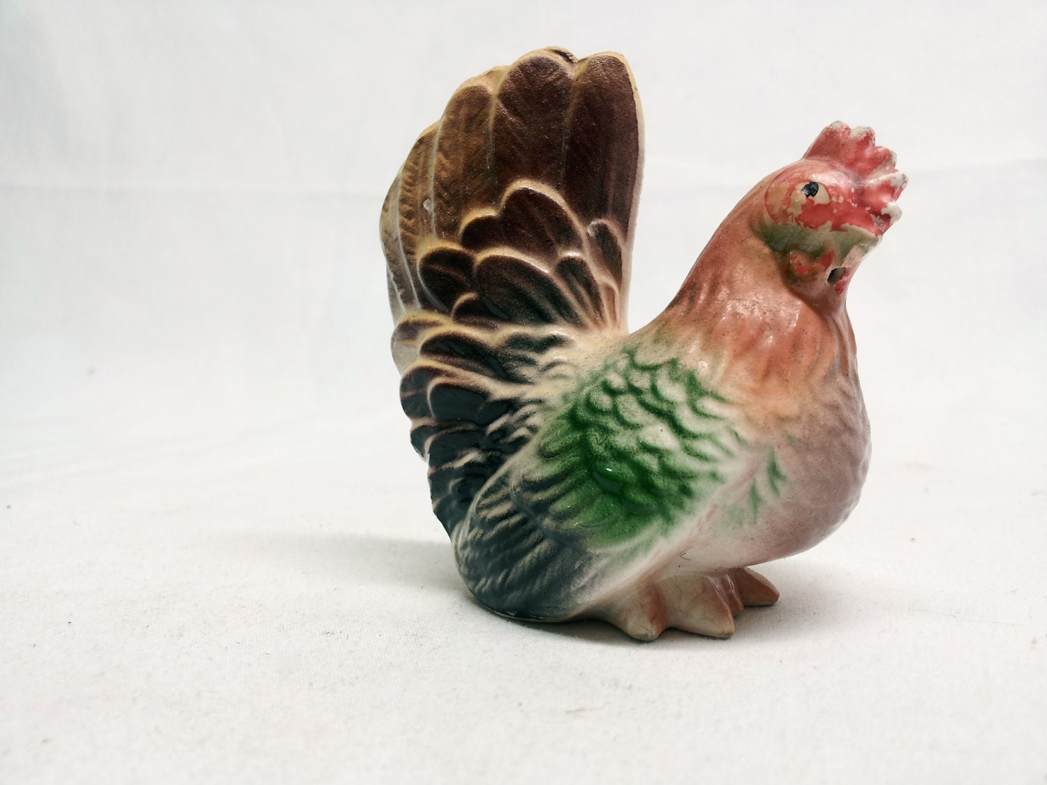 Vintage Ceramic Hen Figurine // Chicken / Farm / Salt & Peper / ROOSTER
