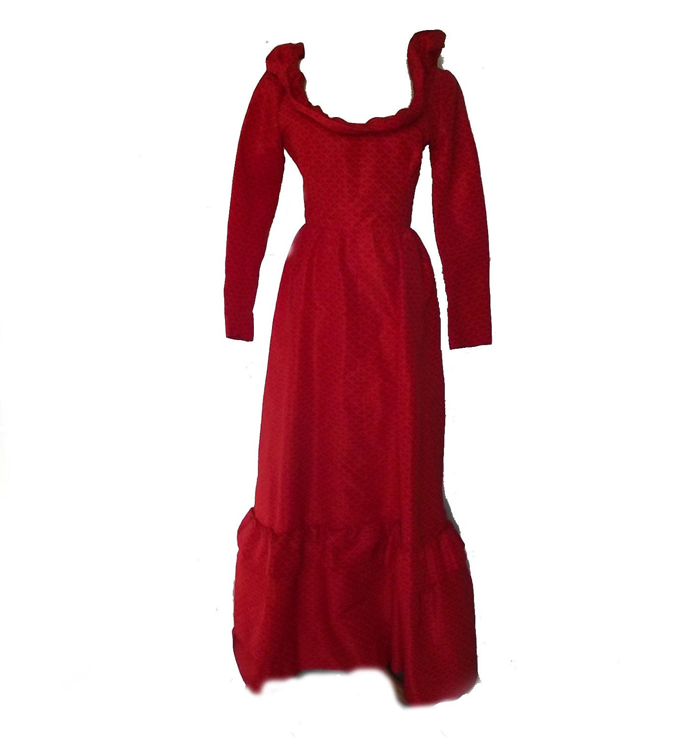 SALE 60s Gown RED Ball Gown. Lipstick Red Formal Wear. Gala Event Dress Dodsons of Beverly Hills.Sz XS to Sz S