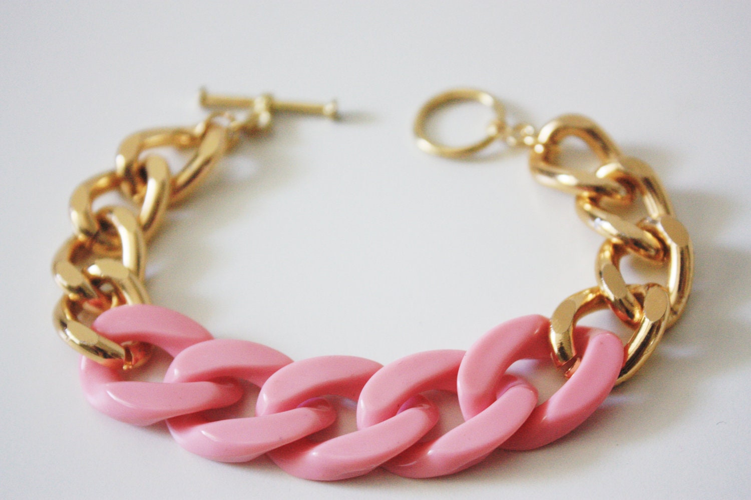 Pink  & Gold Chain Bracelet