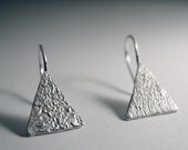 Recycled Sterling Silver Reticulated Rough Triangle Earrings