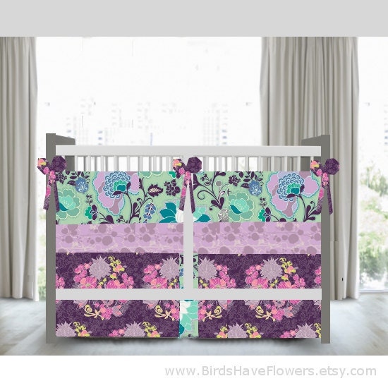 Poetica bedding      includes bumper set , fitted sheet  and  crib skirt
