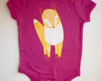Fox Onesie - Orange and Berry Fox Baby Onesie
