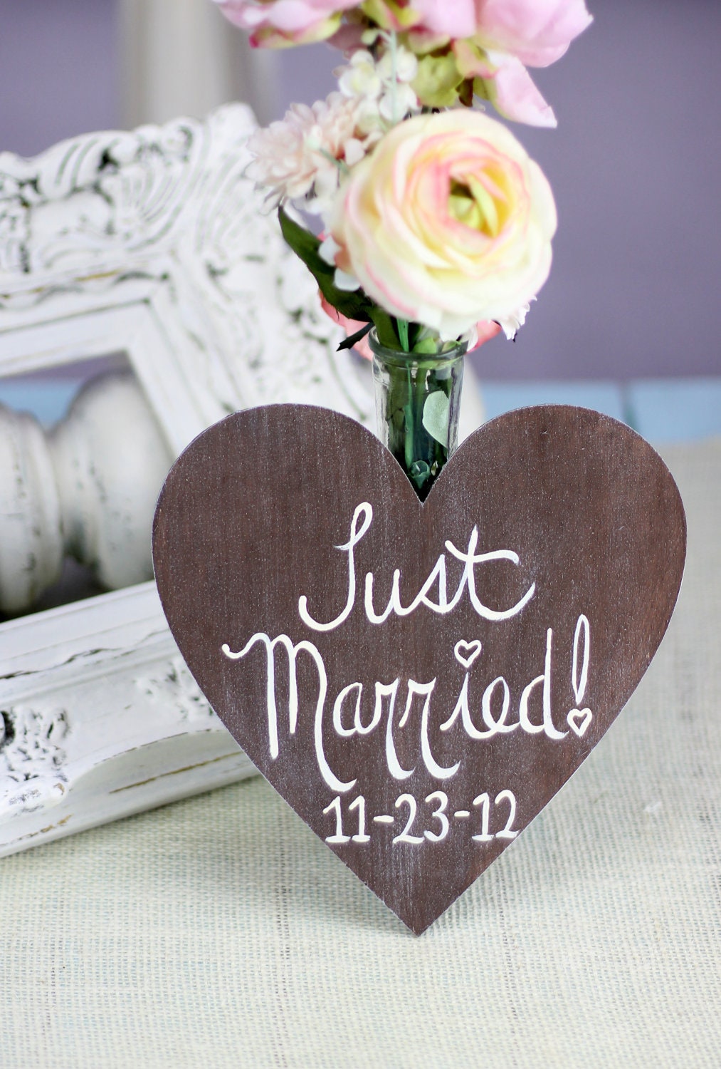 Just Married Photo Prop Sign For Flower Girl or Ring Bearer Rustic (item P20013)