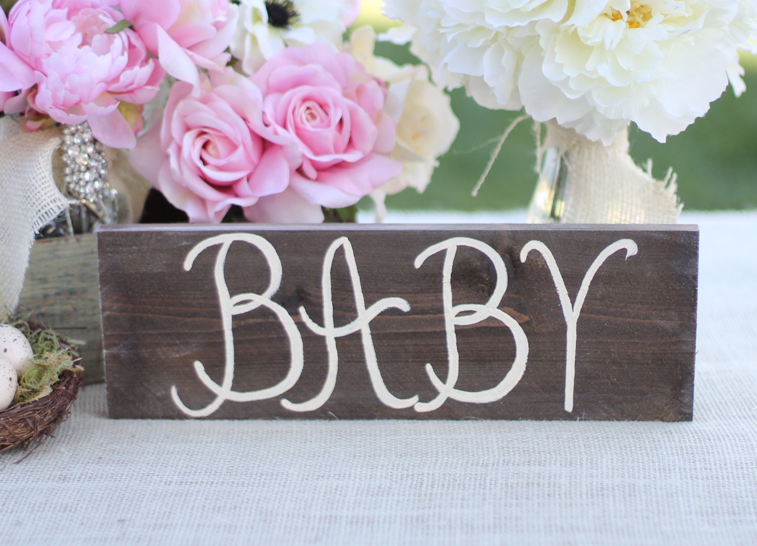 Nursery Baby Sign Newborn Baby Shower Gift Rustic Shabby Chic Decor (item P20017)