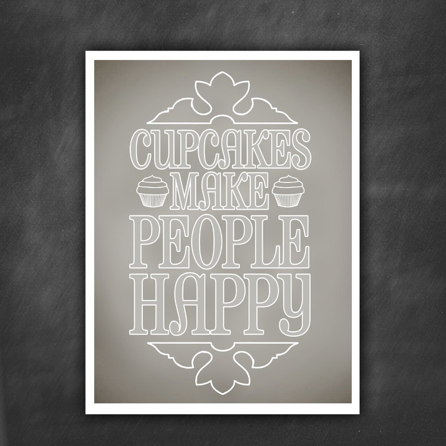 Cupcakes Make People Happy -  4x6 print