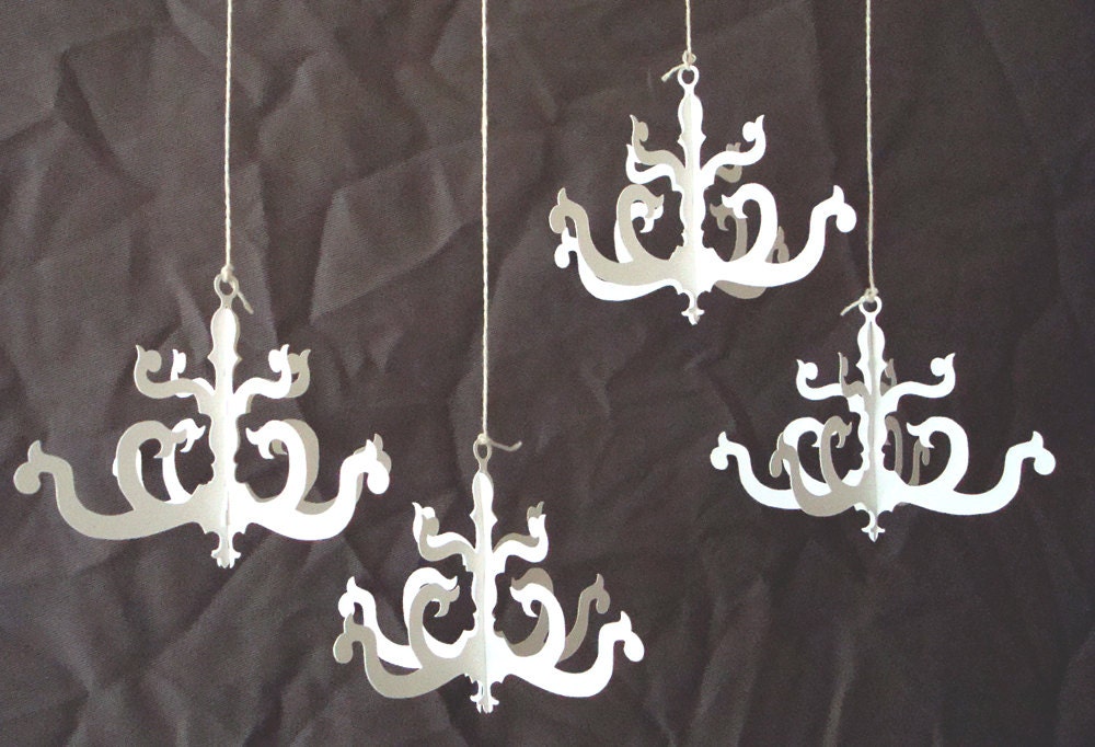 Mini Paper Chandelier 3D Cut Out  - Set of 4 -PRIORITY MAIL SHIPPING