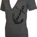 Antique Anchor Print Tri-Blend  V-neck American Apparel T-shirt Athletic Grey