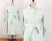 35% OFF 1970s Diane von Furstenberg Trench Coat - Womens XL - Mint Green Swing Coat Jacket DVF for Main Street Rain Coat Overcoat 70s Paste