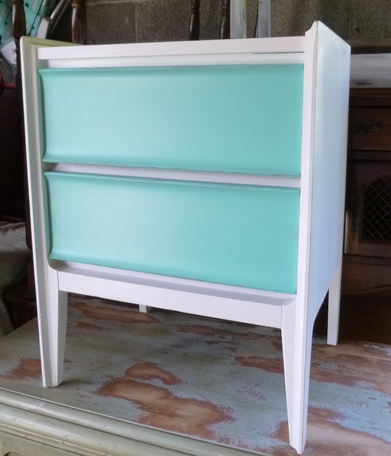 Nightstand / Accent Table Catch a Wave Vintage Poppy Cottage