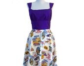 Purple Route 66 Vintage travel print Rockabilly swing dress