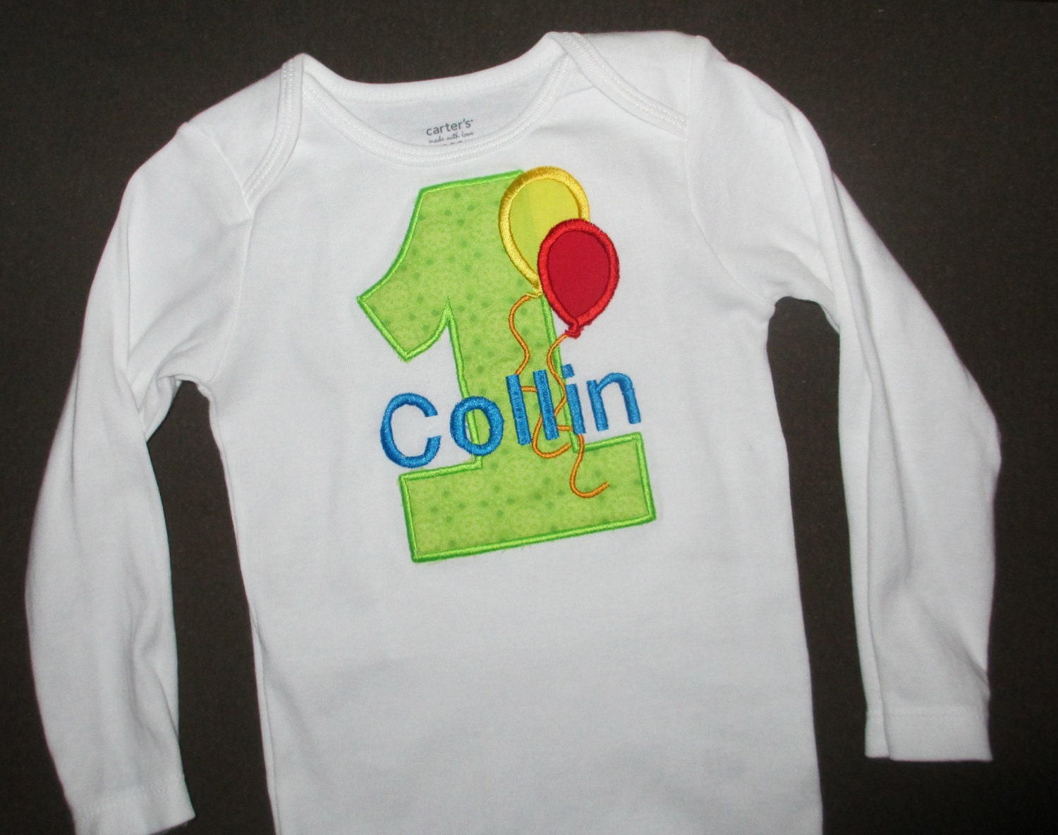 Personalized Balloon Birthday Shirt or bodysuit- Choose your colors