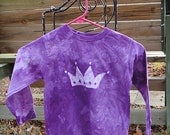 Kids T-Shirt: Purple with Batik Princess Crown, Long Sleeves (5/6) READY TO SHIP