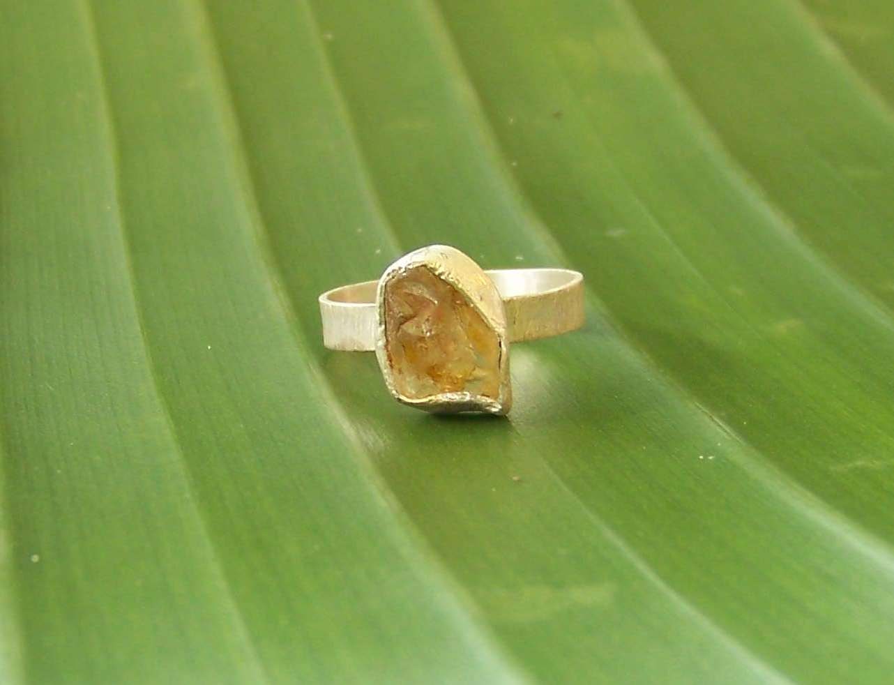 Yellow Rough Aquamarine Ring Beryl Bezel Set Mustard Saffron Heliodore Gemstone Uncut Natural Raw Sterling Silver Vixen Design Studio Etsy