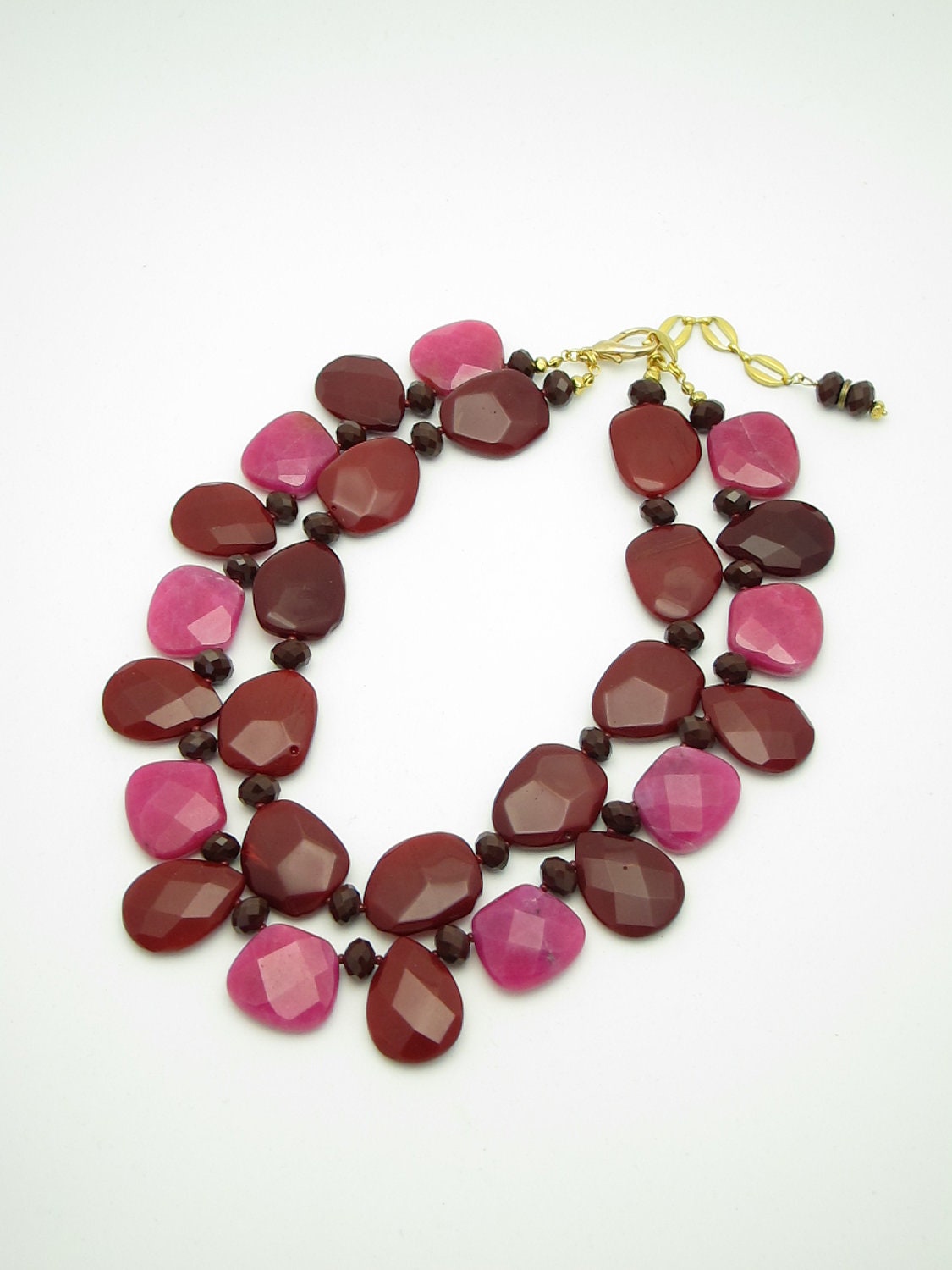 HEAD MISTRESS /Statement Necklace.Chunky.Red.Teardrop.Bib/