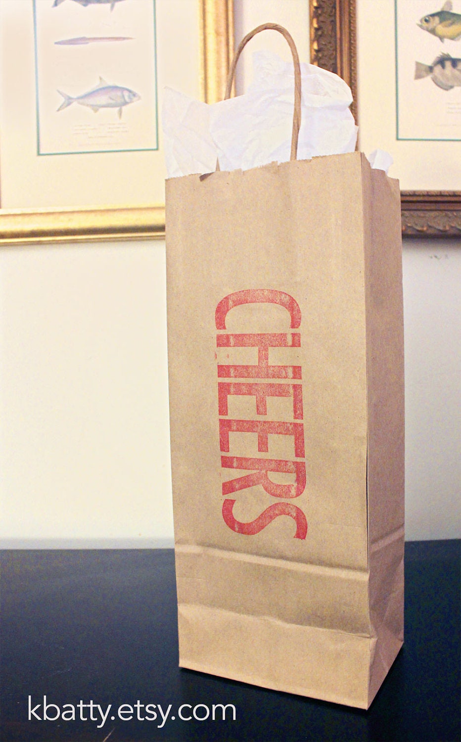 CHEERS kraft paper gift bag - for wine, olive oil, vinegar