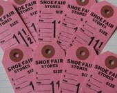 Lot of 10 Vintage Pink Shoe Shop Tags