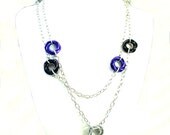 Chainmaille Jewellery, Chainmail Necklace, Mobius, Black, Purple, Silver