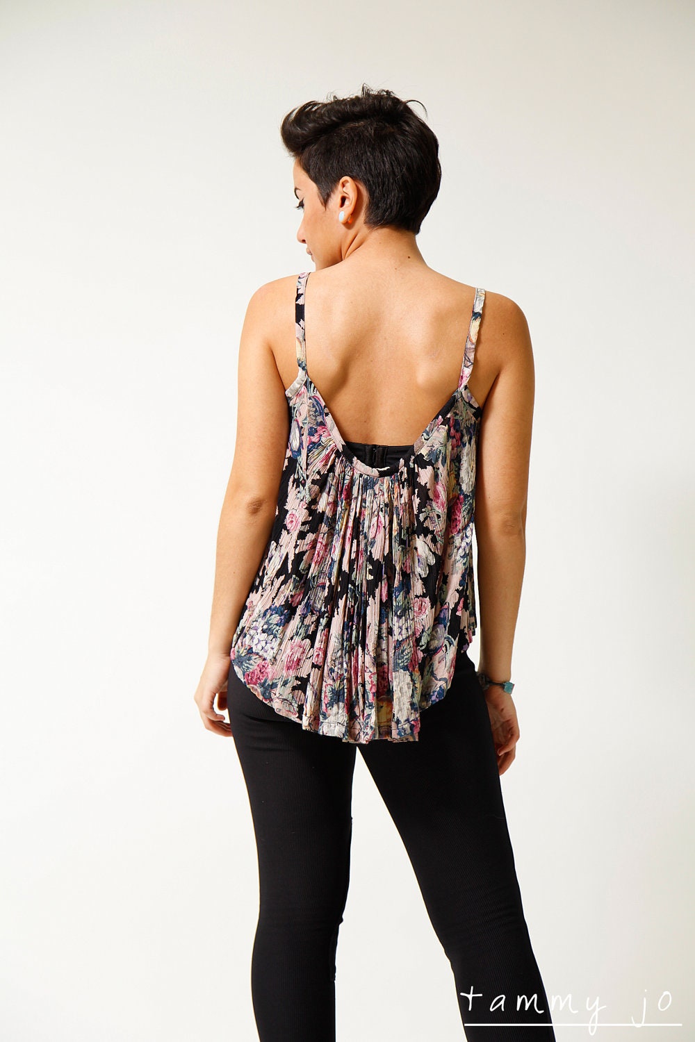Gauzy Rose Floral Slouchy Swing Cami - Sustainable Fashion by Tammy Jo