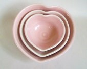 Heart Bowls - Smaller Size - Set of 3, Handmade - Ready to Ship- Actual Set - 4 inches