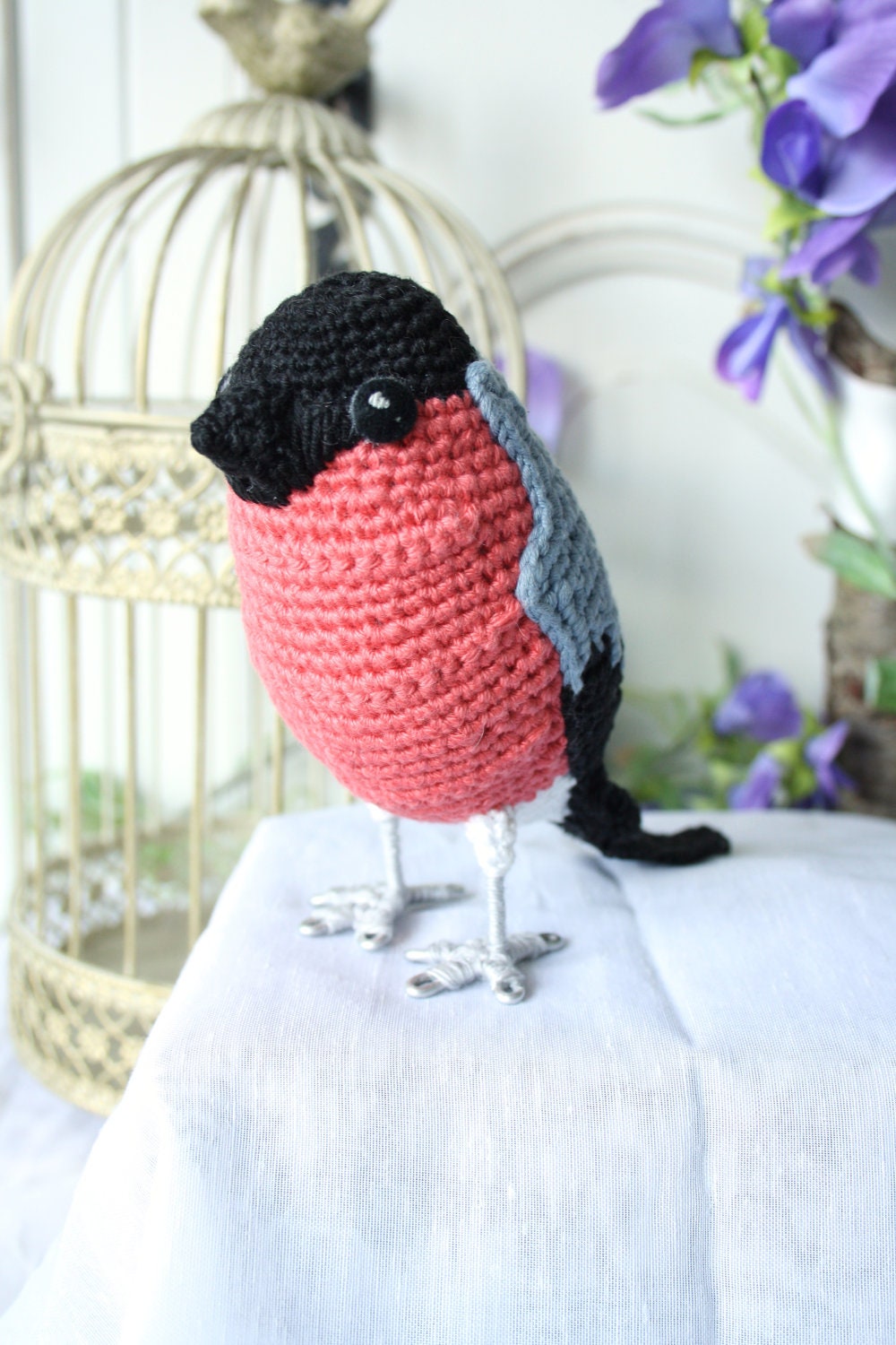 BullFinch Crochet soft sculpture