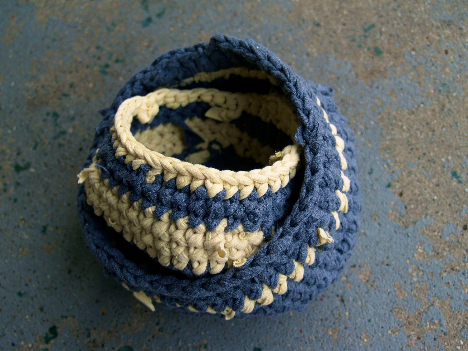 Gray & Yellow Crochet Basket Set