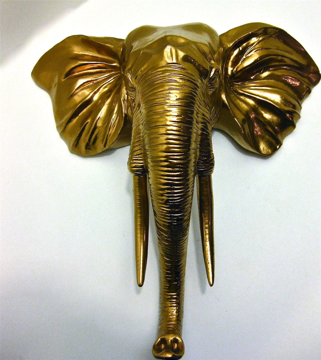 Gilded Elephant Head/Faux Taxidermy/Golden Wall Decor