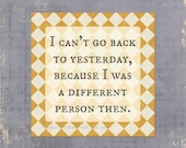 Alice in Wonderland, quote, Lewis Carroll, literature, word art, 8x8 typography, mustard yellow argyle print