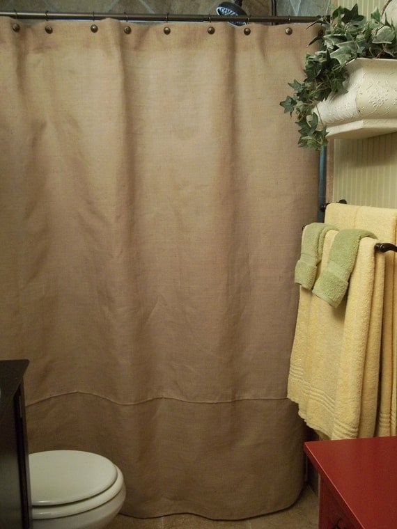 Burlap Shower Curtain - Rustic - Country - French Chic