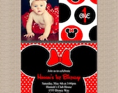 Red Minnie Mouse Birthday Party Invitations - Inspired by Minnie Mouse - Minnie Mouse Birthday Invitation