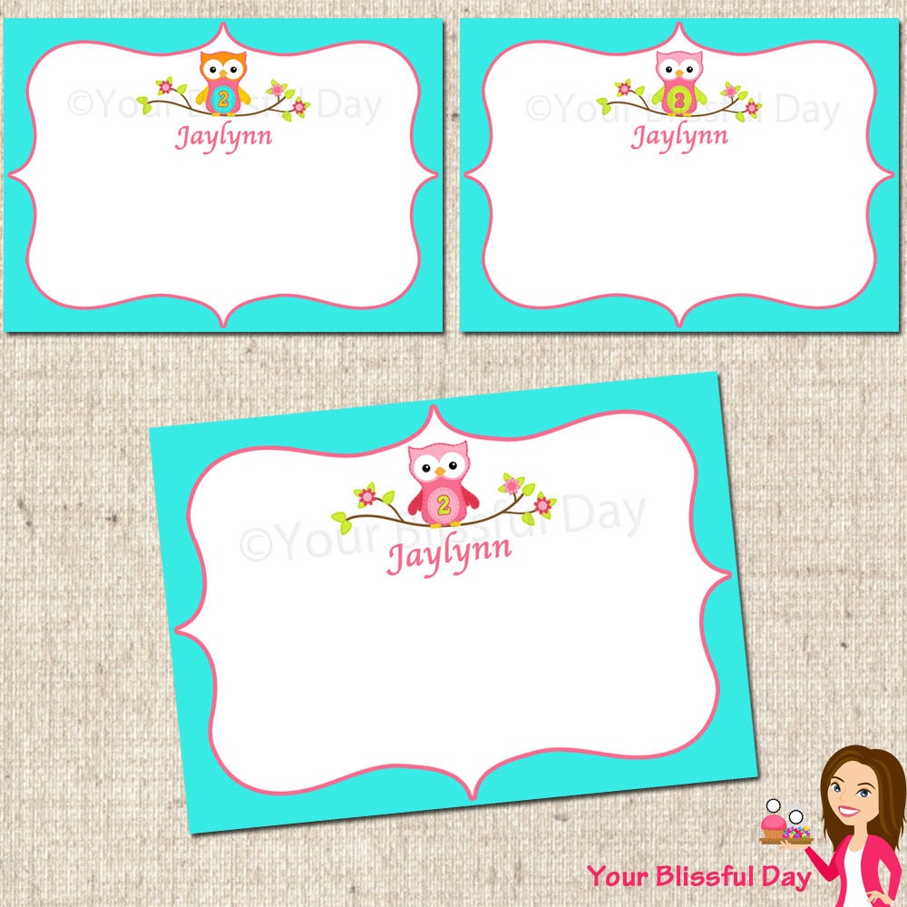PRINTABLE Personalized Girl Stitch Owl Stationery Thank You Cards (Character of your choice) Il_570xn
