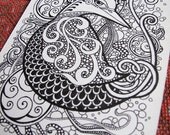 Bubbles Bird - original ink drawing