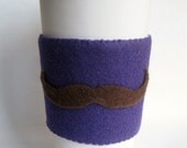 Mustache Felt Cup Sleeve for Fancy Beverage Times - Purple