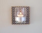 Modern Candle Holder l Black Chevron Herringbone l MILKY WAY l pattern geometric black white redtilestudio