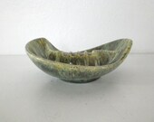Vintage Ceramic Ashtray Green Brown