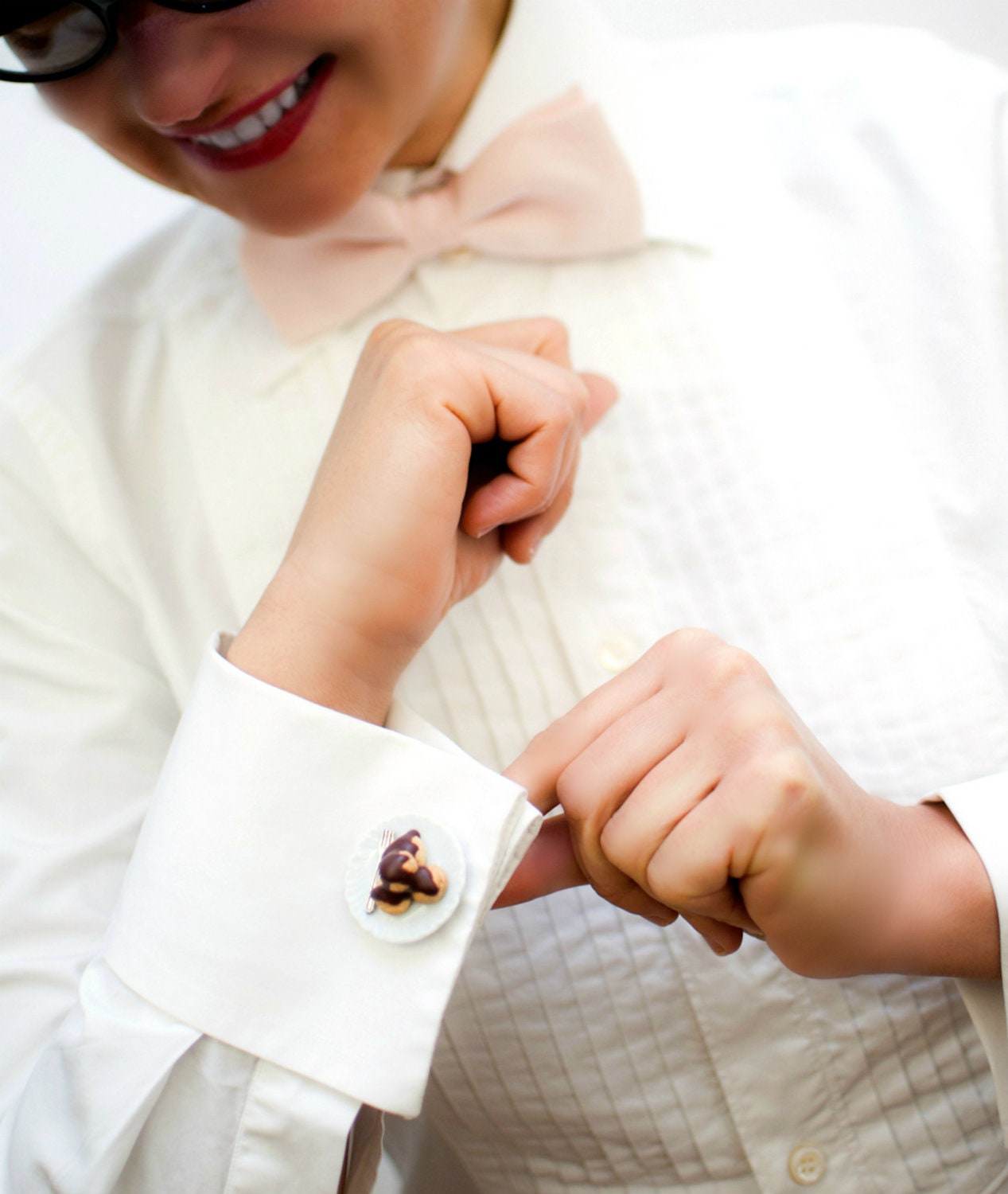 Food Jewelry: Chocolate Puff - Profiteroles Cuff Links - Polymer Clay Miniature Food - Groomsmen Gift