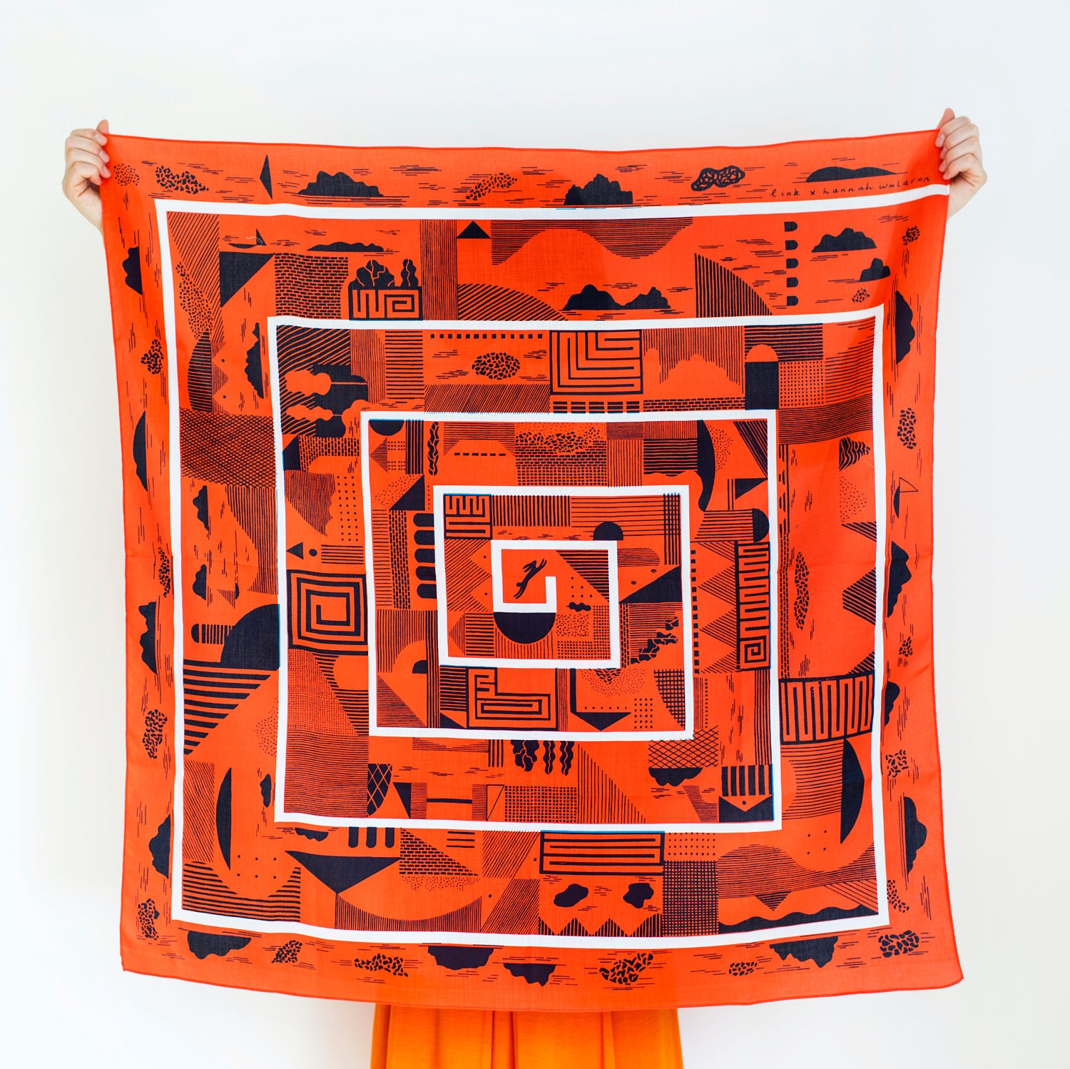 Maze Furoshiki Cinnabar.  "Furoshiki" Japanese multi wrapping cloth and Scarf.