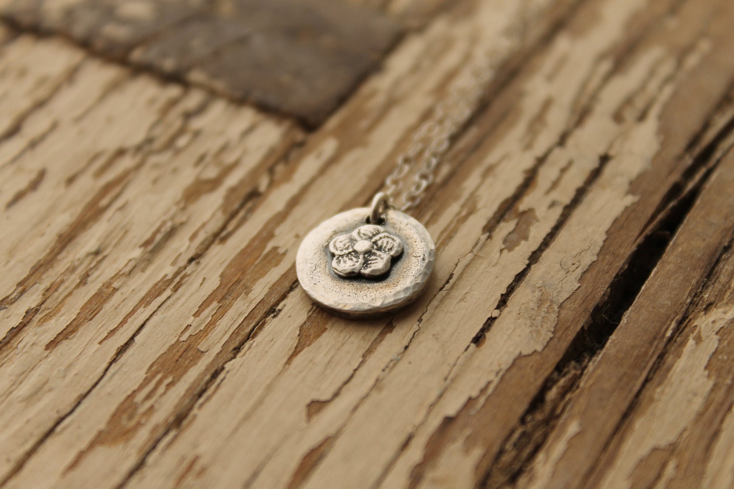 PMC Artisan Made Fine Silver Jewelry, Dainty Flower Pendant Necklace-Momento