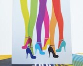 Card Rainbow High Heels Blank Greetings Thank You Party Invite