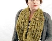 Circle Infinity Scarf, Knit, Olive Green