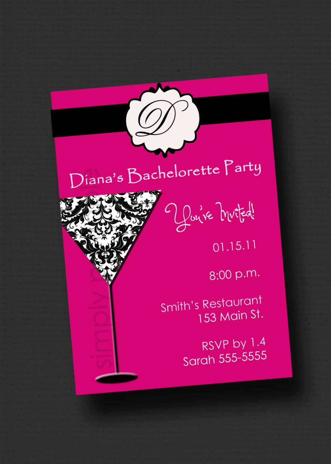 Bachelorette Party Invitation Damask (Printable Digital) Il_570xn
