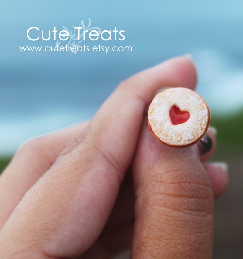 Food Jewelry - Linzer Cookie Adjustable Ring