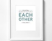 Typography Graphic Design Print - 8x10 - "The best thing to hold on to in life is each other" - Audrey Hepburn Love Life Quote