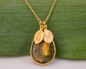 Personalized Necklace - Labradorite Necklace -  Personalized Jewelry - Custom Stamp Initials
